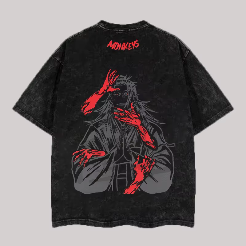 Geto Suguru T-shirt graphique Jujutsu Kaisen Anime Vintage lavé surdimensionné T-shirt hommes femmes