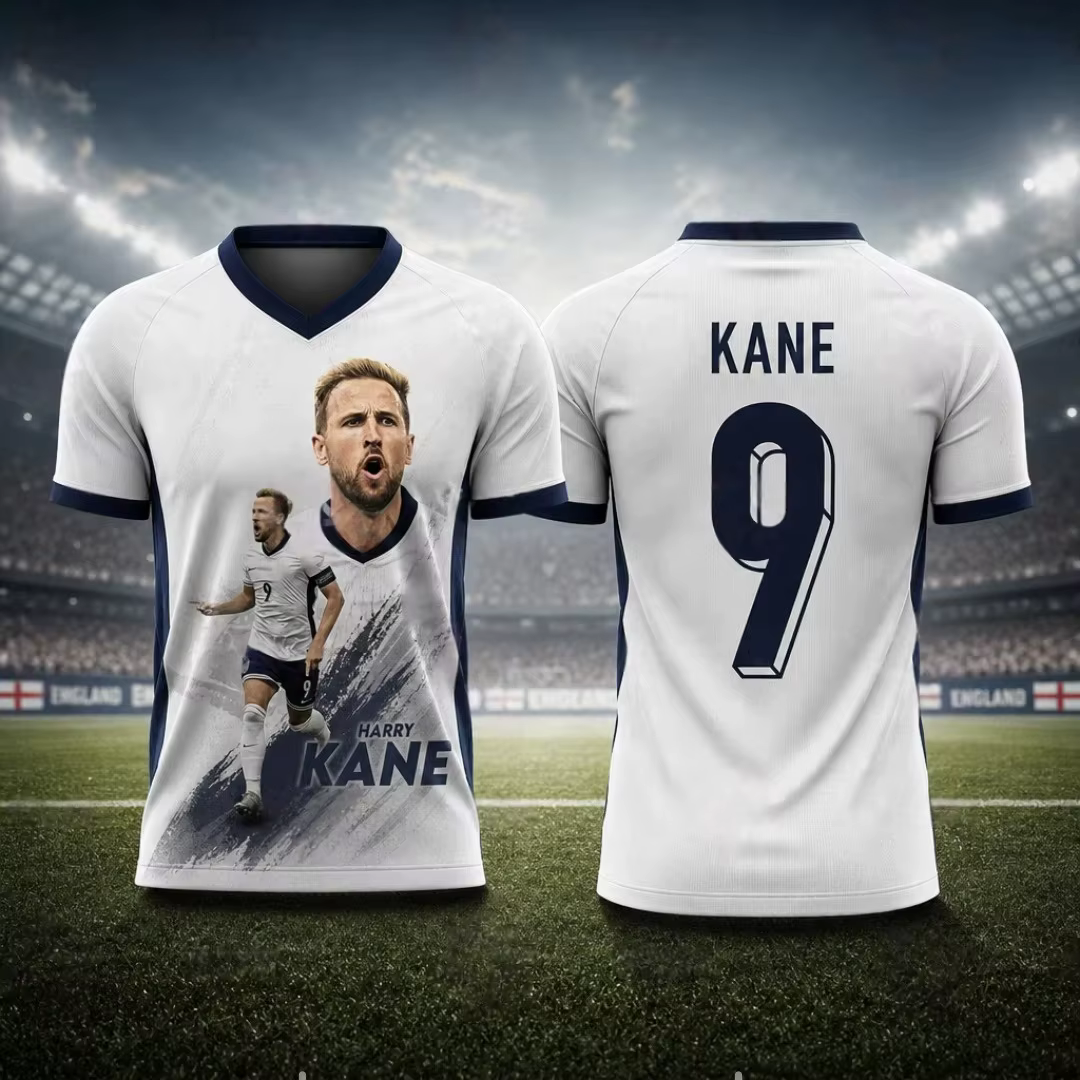 Maillot de football style anglais à manches courtes pour hommes et femmes, col rond, haut décontract