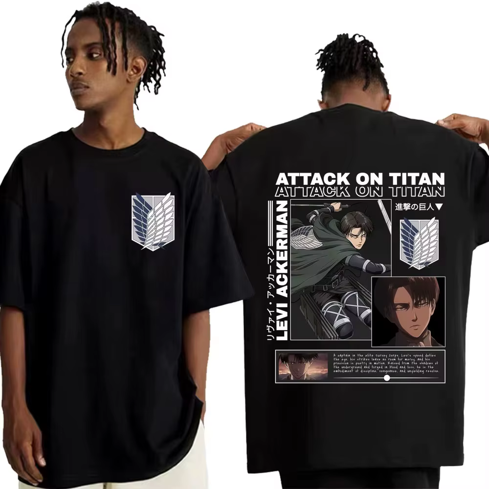 T-shirts graphiques pour homme, T-shirt pour homme, Ropa Hombre, L'Attaque des Titans, Levi Ackerman
