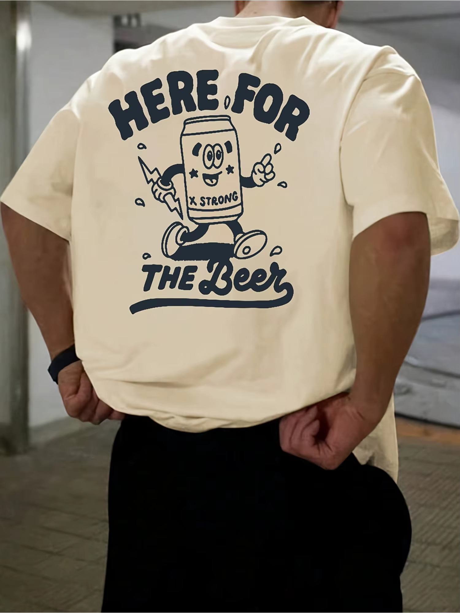 T-shirt Homme Femme en Coton à Manches Courtes, Motif Canette de Bière Cartoon, Streetwear Amusant D