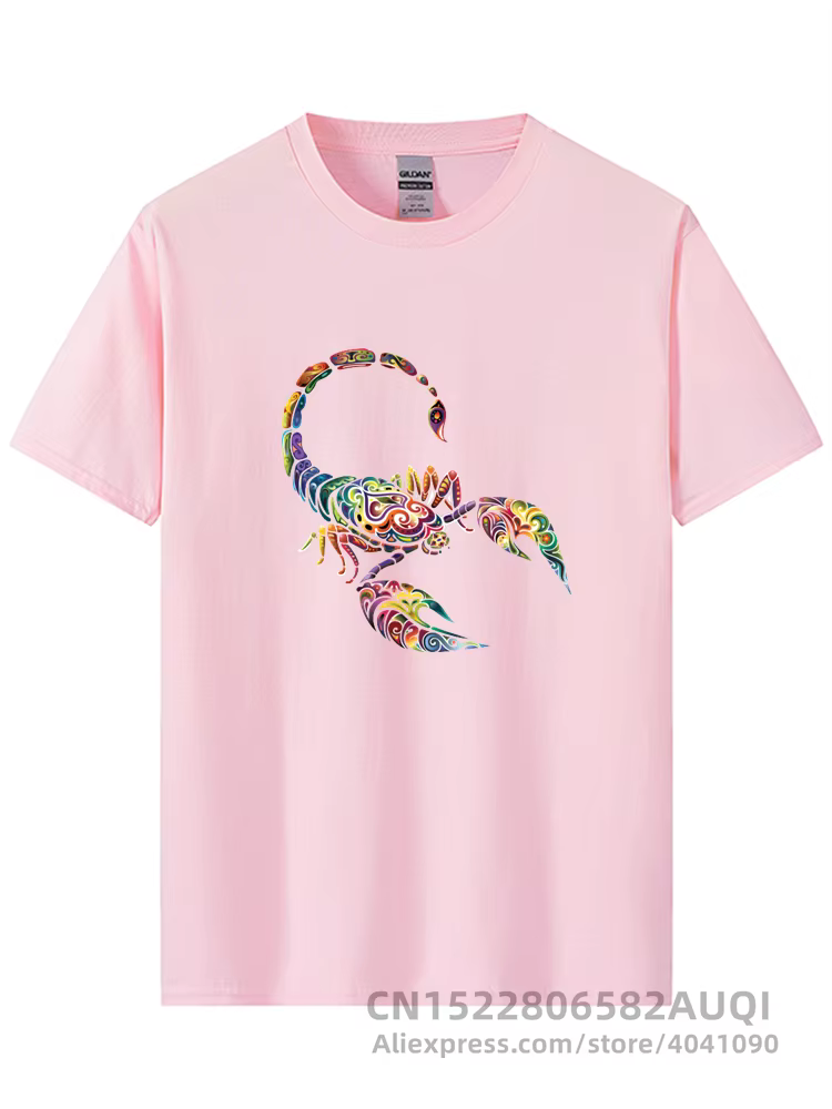 T-shirt manches courtes col rond homme, 100% coton, décontracté, imprimé Scorpion, ample, Cool, humo