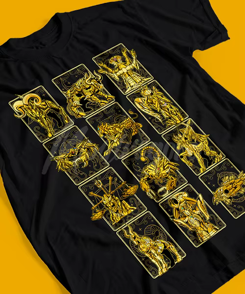 T-shirt pour Anime Caballeros de Zodiaco Doce Armaduras Doradas
