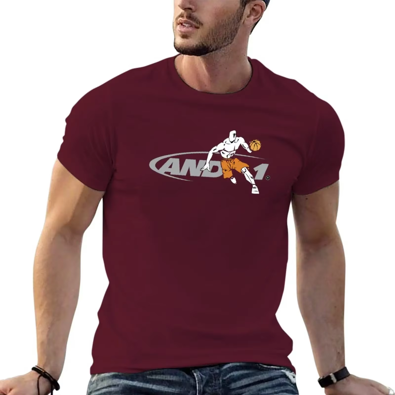 T-shirt imprimé poids lourds pour hommes, streetball, basket-ball, t-shirt vintage, graphique, nouve