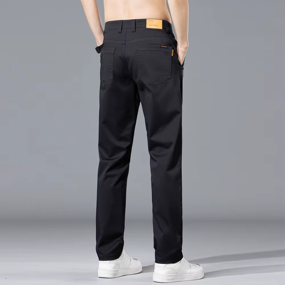Pantalon décontracté pour homme, collection Printemps-Été, 97% coton, coupe droite, couleur unie, po