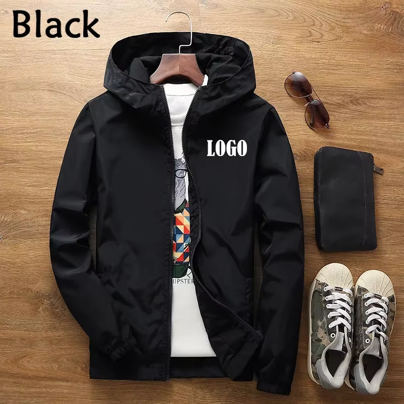 Veste à fermeture éclair personnalisée pour équipe de voyage, veste imperméable unisexe à capuche ré