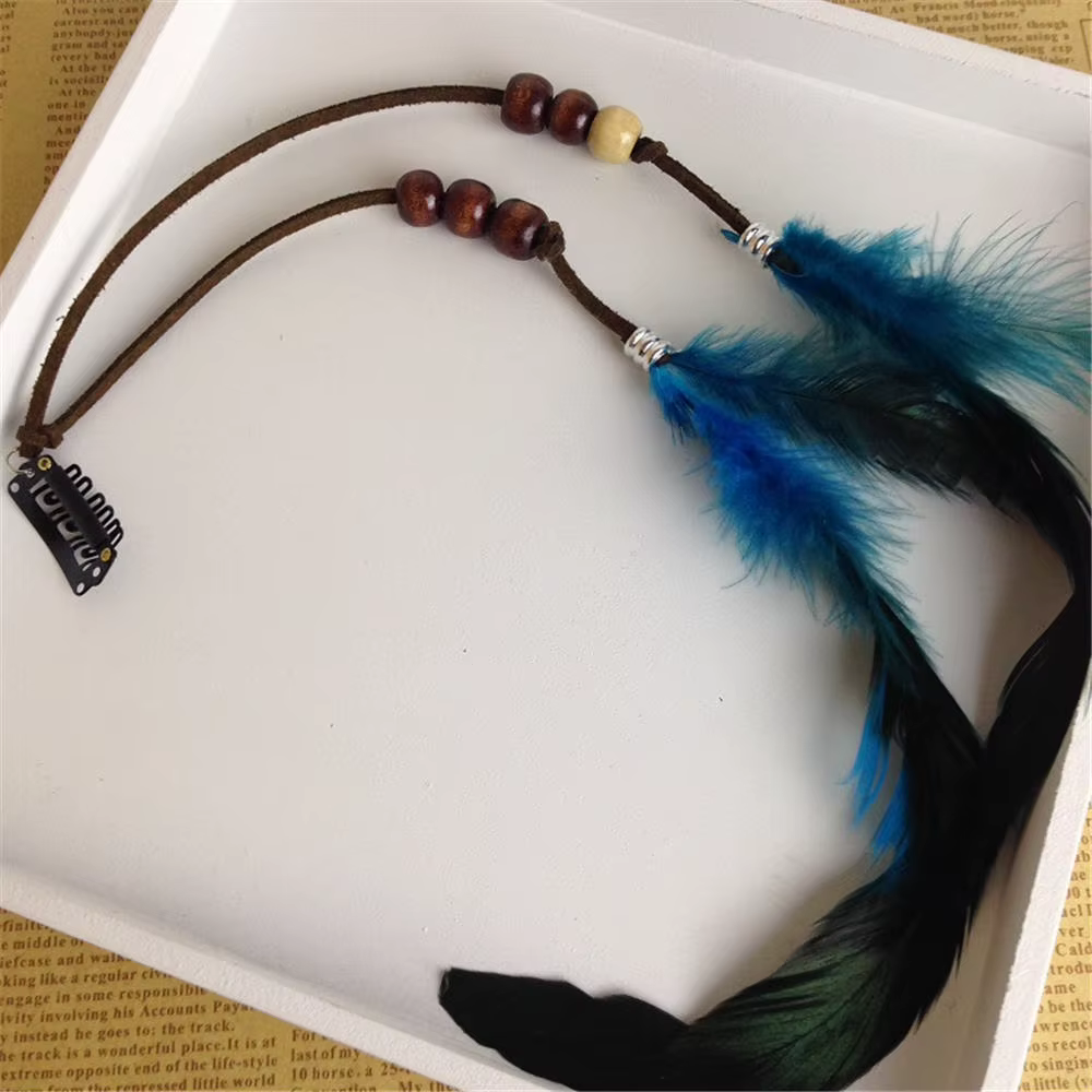 Accessoires de coiffure pour femmes, plumes, pompon, ornements pour filles, Style indien, postiche, 