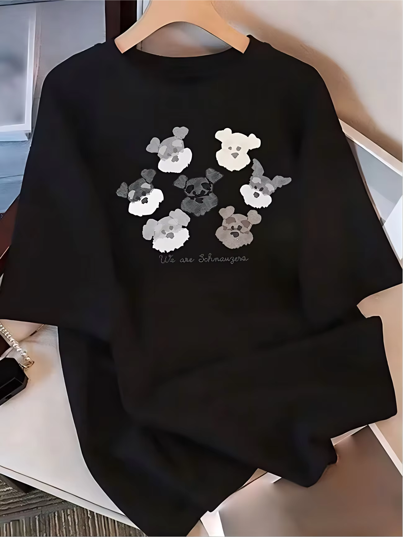 T-shirt vintage imprimé chien pour femme, haut décontracté à manches courtes, motif Schnauzer, coupe