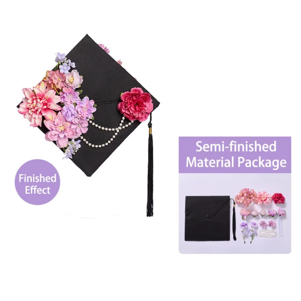 Casquette Trencher fleurs bricolage casquette de remise des diplômes Bachelor réglable enfants chape
