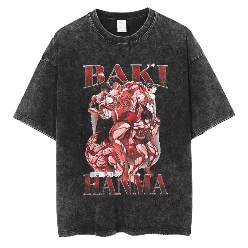 Baki imprimé Vintage coton t-shirts pour hommes femmes été décontracté surdimensionné T-Shirt t-shir