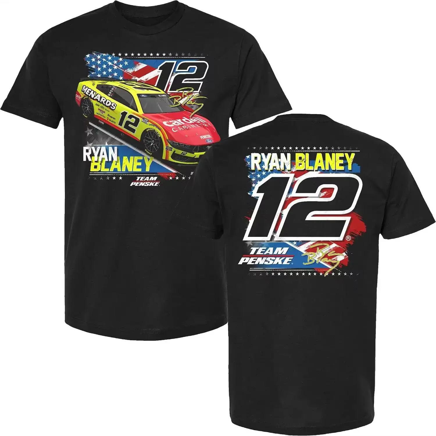 Ryan Blaney Menards T-shirt patriotique pour homme noir