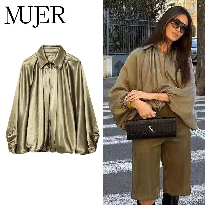 MUJER froncé Bomber vestes pour femmes gonflé surdimensionné veste femme manteaux d'été Demi-saison 