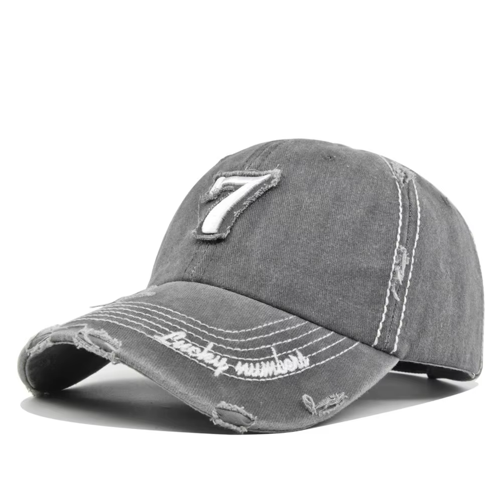 Lucky – casquette de Baseball brodée numéro 7, chapeau à rabat en coton respirant, unisexe, Streetwe