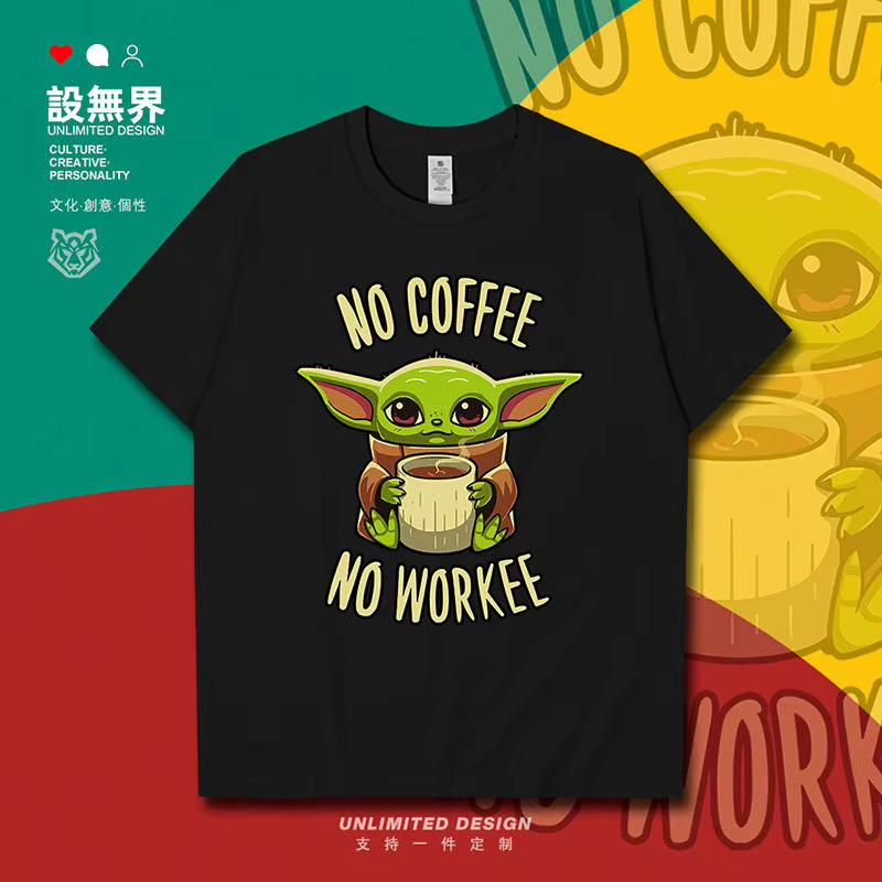 T-shirt Star Wars Yoda pour garçons et filles, décontracté, à la mode, haut d'été imprimé, design lu