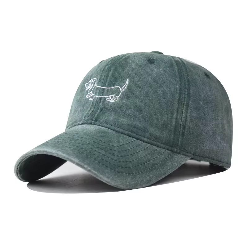 Casquette de baseball brodée avec un chiot mignon de dessin animé, casquette à visière large en coto