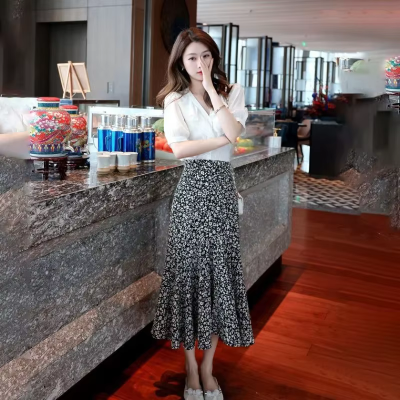 Jupe femme en mousseline de soie jupes féminines été 2025 élégant Style coréen modeste Chic et éléga