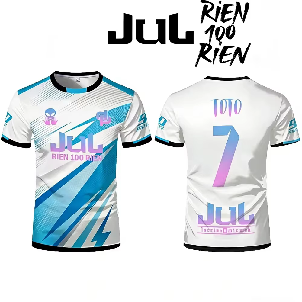 T-Shirt imprimé JUL Toto Ninetta pour hommes et femmes, vêtements d'entraînement de football respira