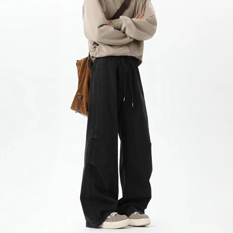 Pantalon décontracté à jambes droites, taille élastique, cordon de serrage, haute qualité, unisexe, 