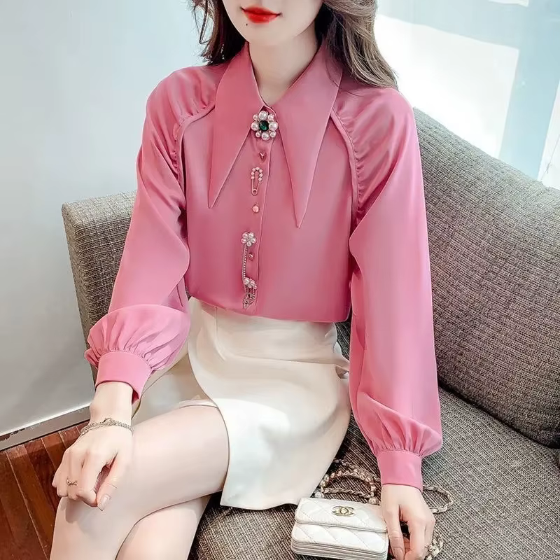 Nouvelle chemise pour femme 2026 – Collection Printemps-Été-Automne – Blouse élégante en mousseline 