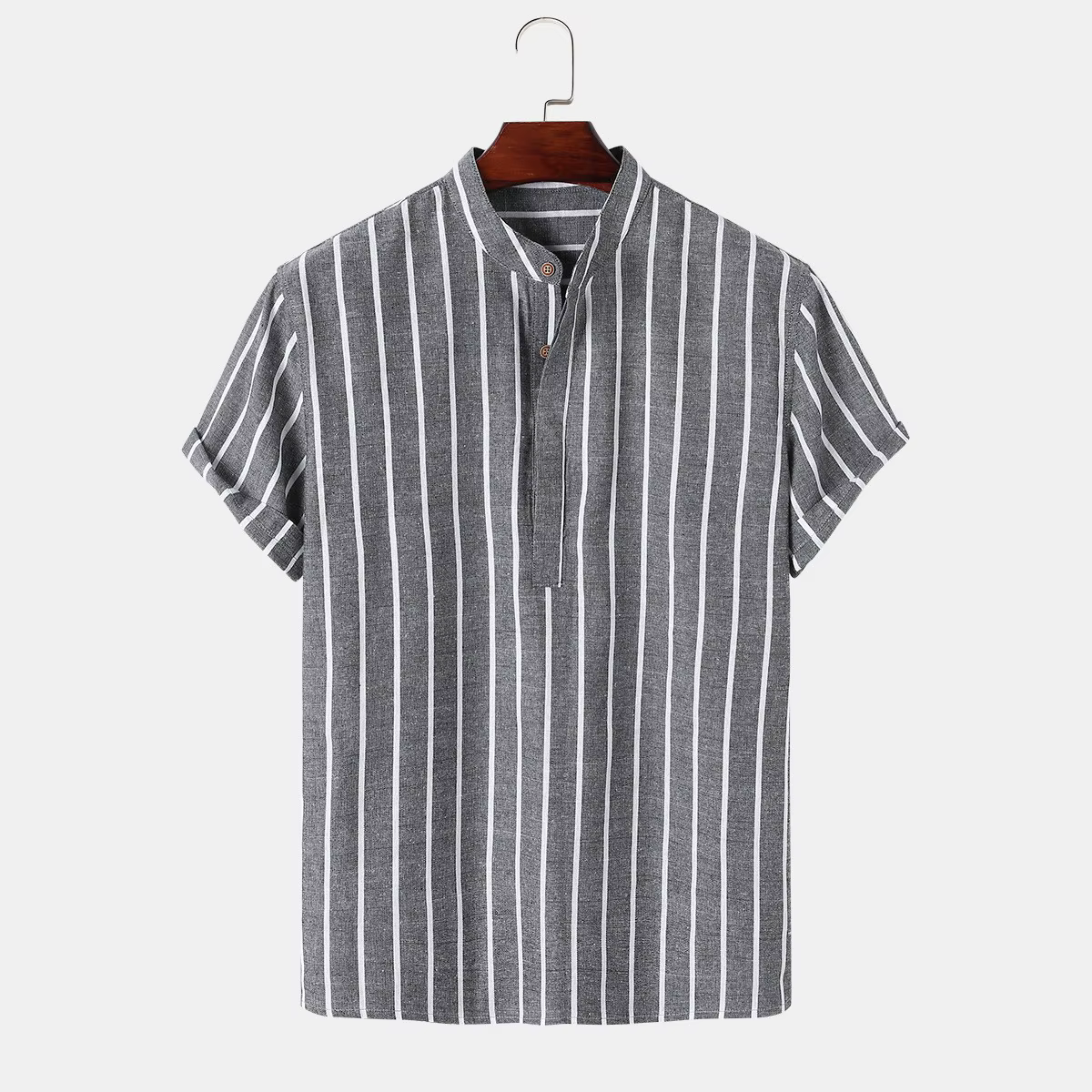Hommes mode chemise rayée à manches courtes décontracté chemises en lin hauts hommes formel Social t