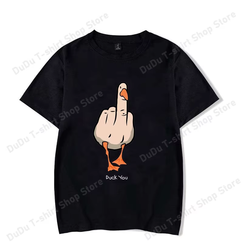 Nouveaux T-shirts imprimés drôles avec motif de canard, mode féminine et masculine, manches courtes,