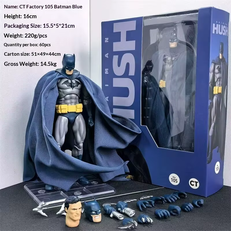 CT New Batman&Superman Hush Mafex 105 DC Justice League Version Comic Bleu 16cm Figurine Articulée M