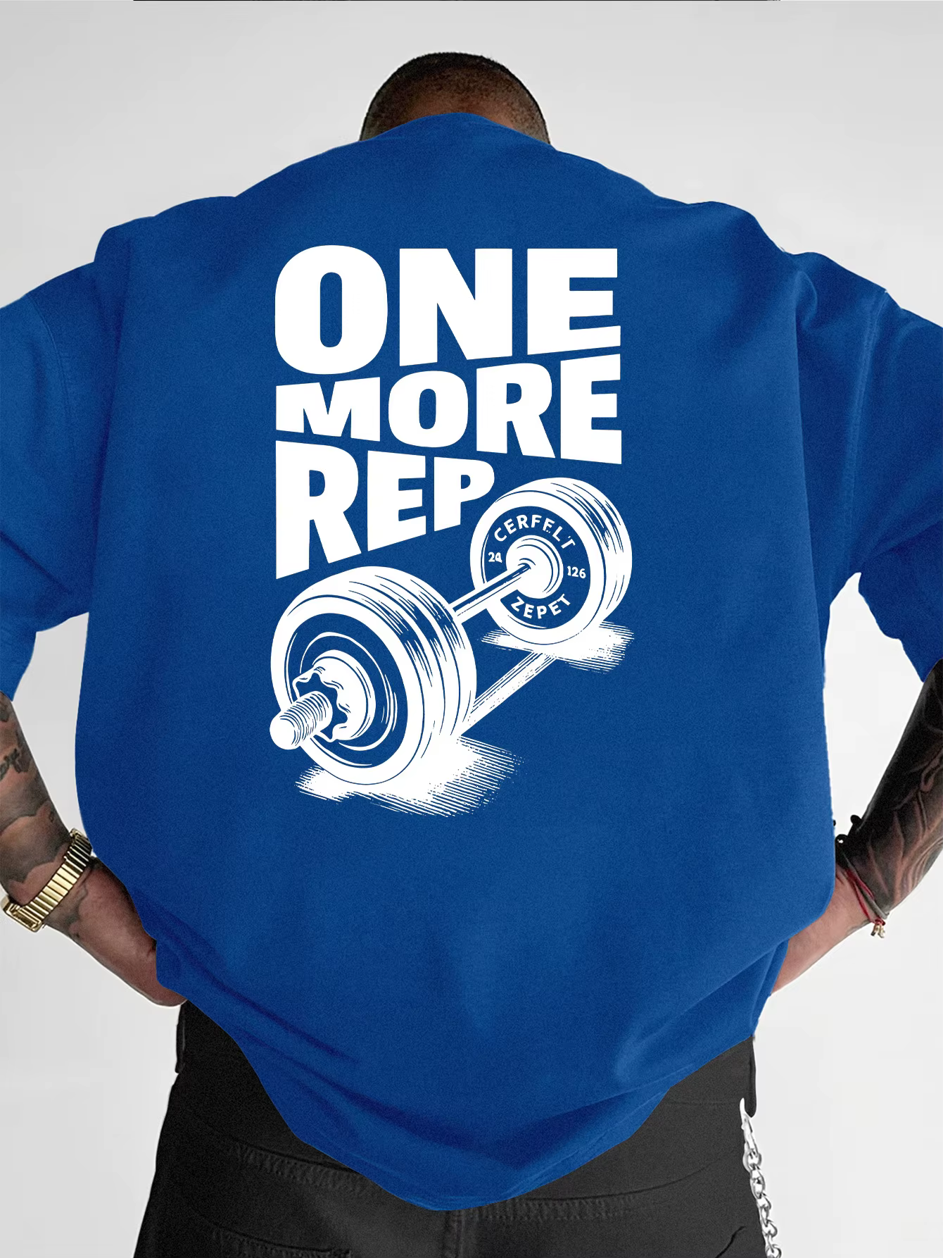 T-shirt de sport rétro pour homme, ONE More REP, en coton, coupe ample, manches courtes, style stree