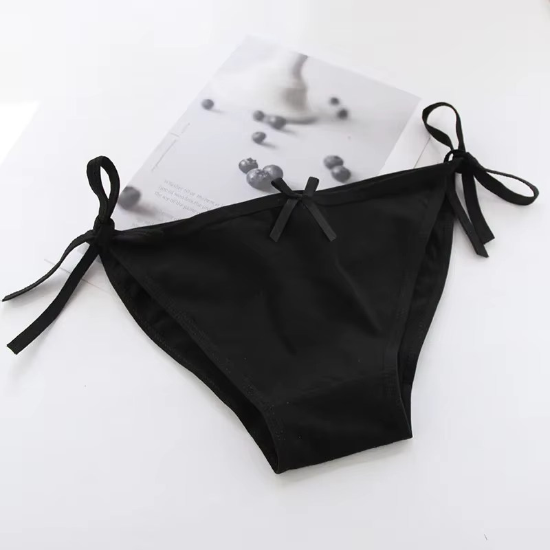 Noeud noir dentelle sous-vêtement culottes femmes sous-vêtements en coton slips sans couture filles 