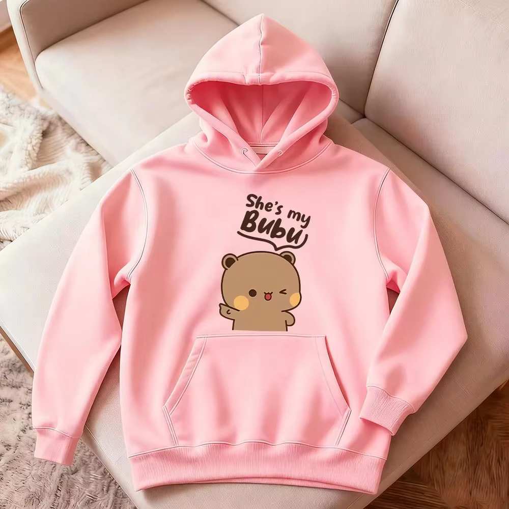 Sweats à capuche pour couple Bubu Dudu Bear, tenue assortie pour lui et elle, tenue de couple décont