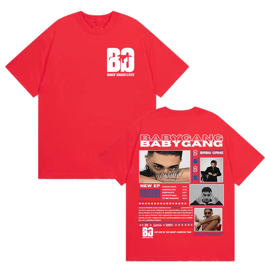 Rappeur bébé Gang Tour 2025 Merch t-shirts hommes Style rétro gothique à manches courtes T-shirt Hip
