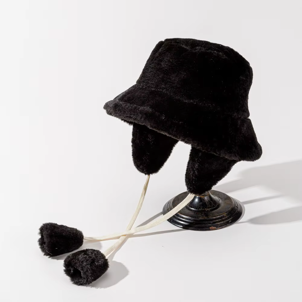 Casquette en fourrure d'agneau, couleur unie, en peluche, Panama, plus chaude, coupe-vent, chapeau d