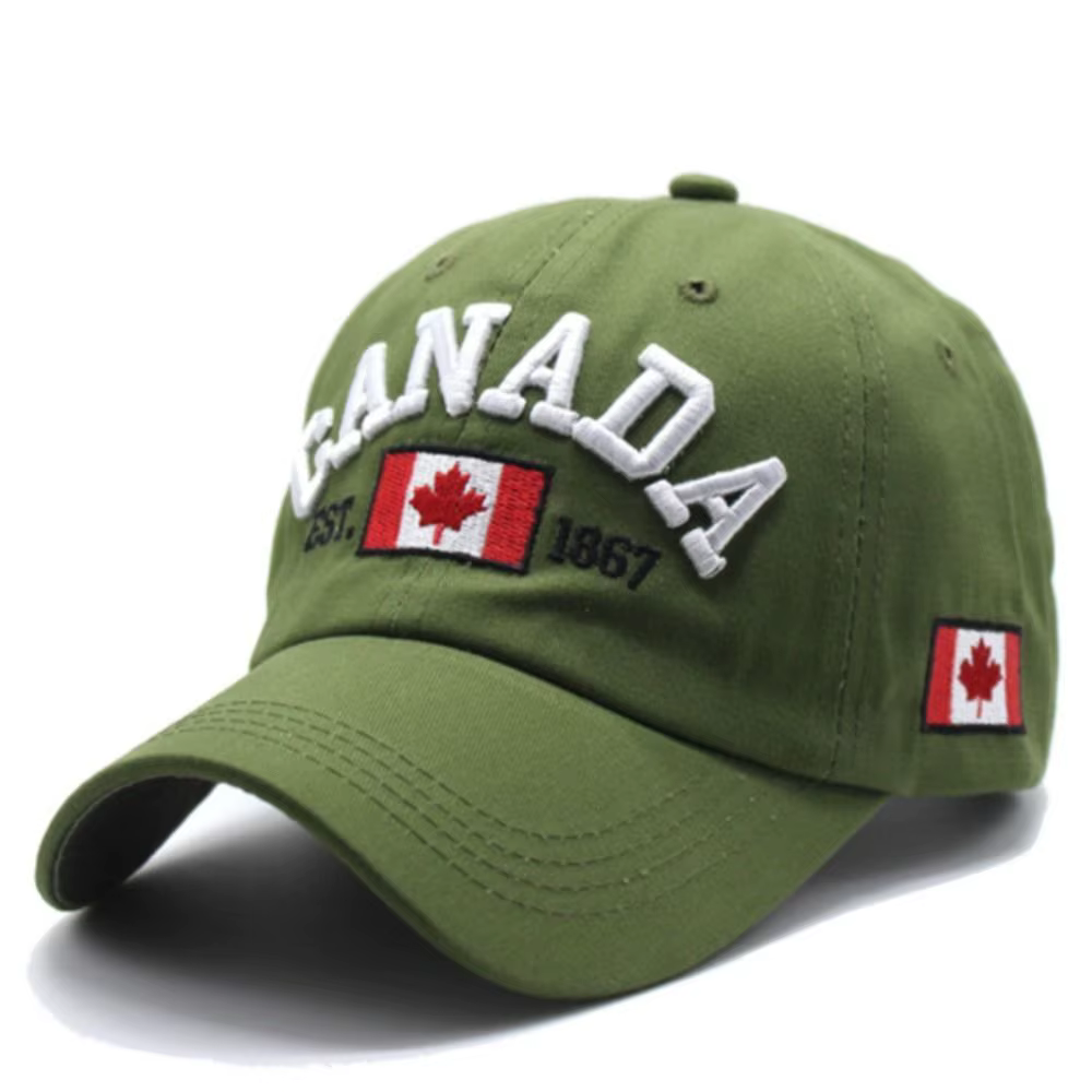 Casquette de baseball ajustable « I Love Canada » avec drapeau imprimé, en coton, broderie, style dé
