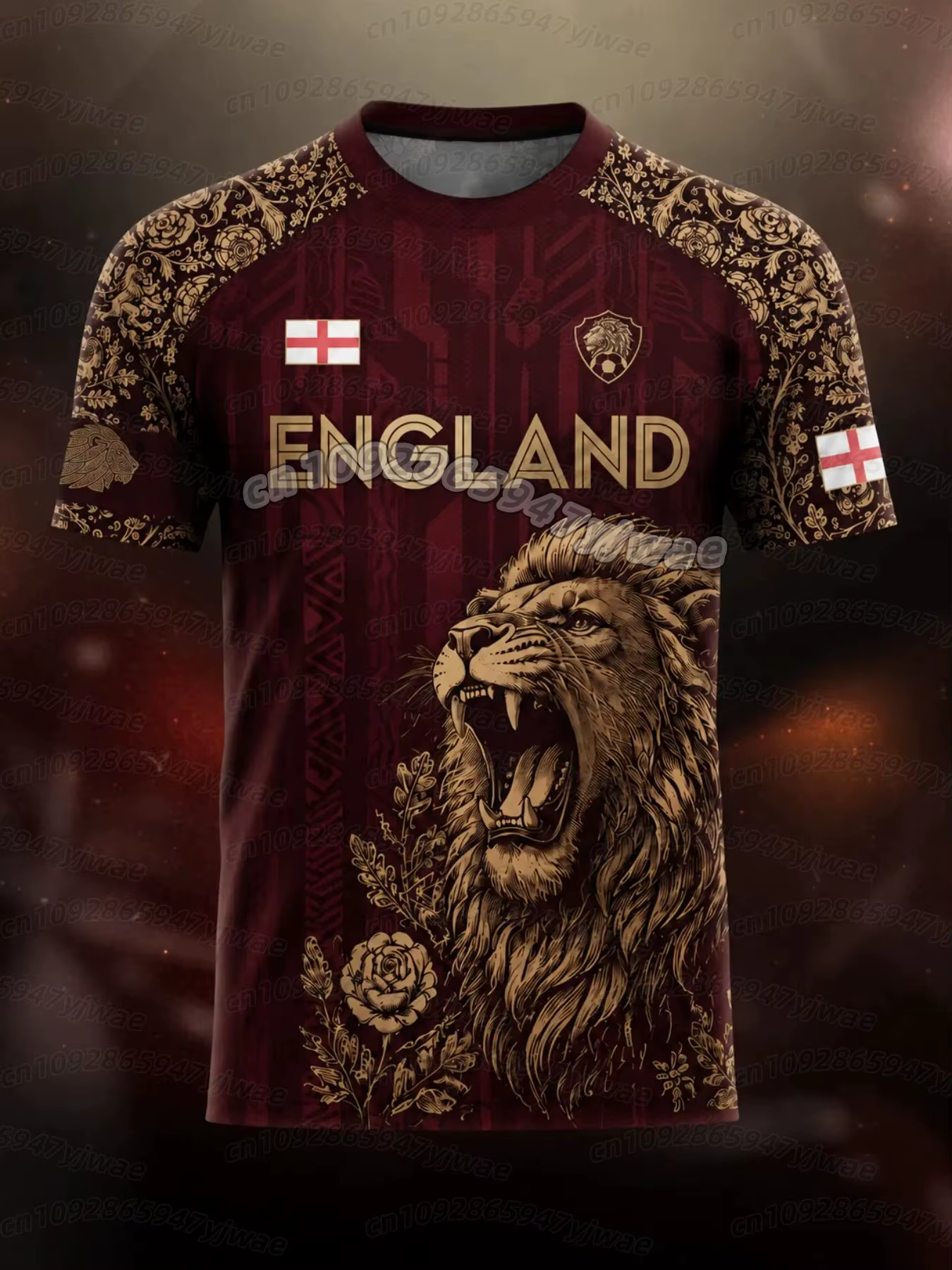 T-shirt imprimé drapeau national anglais pour hommes, motif lion 3D amusant, manches courtes, sport 