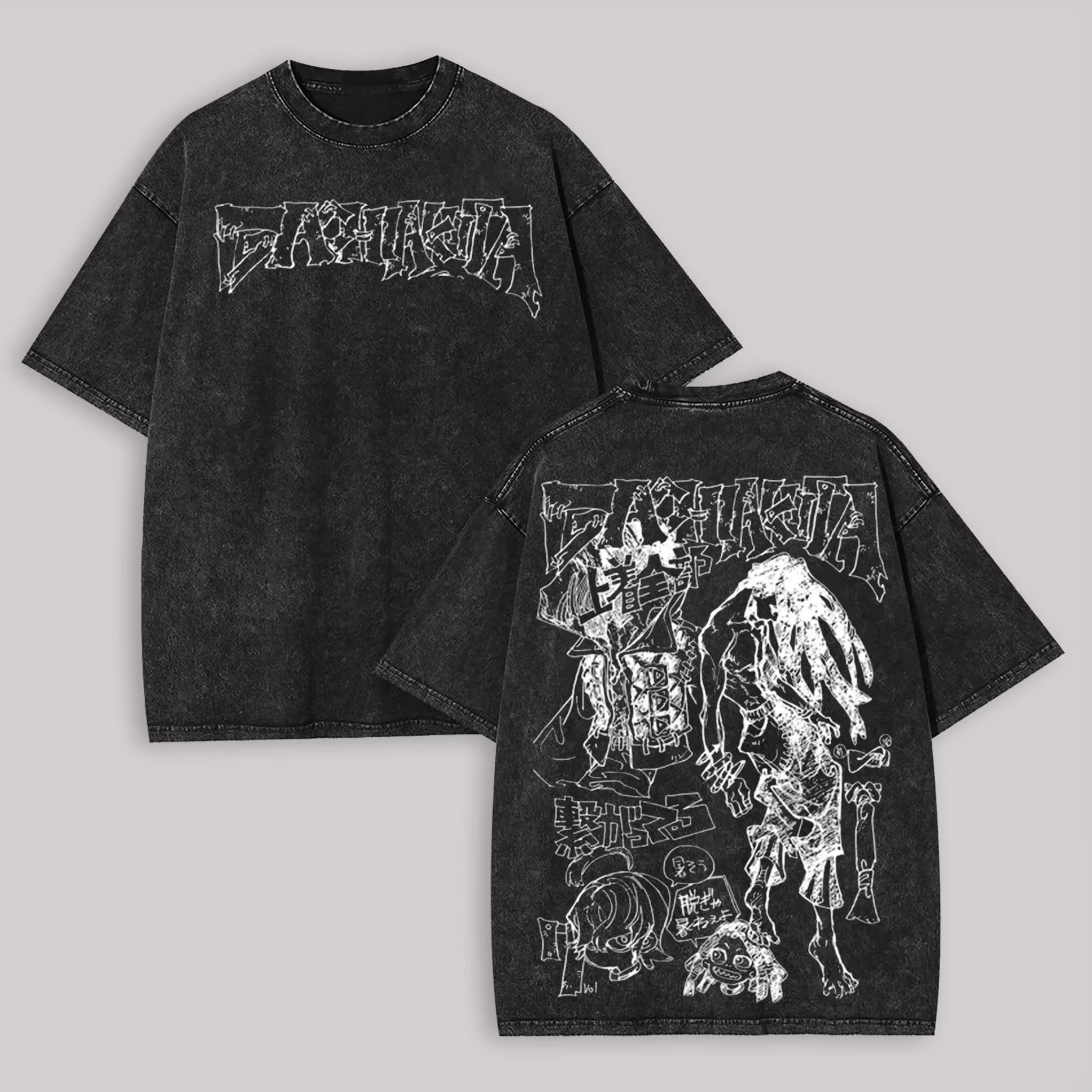 T-shirt unisexe Gachiakuta délavé, coupe oversize, style Y2K, en coton, manches courtes, rétro, stre