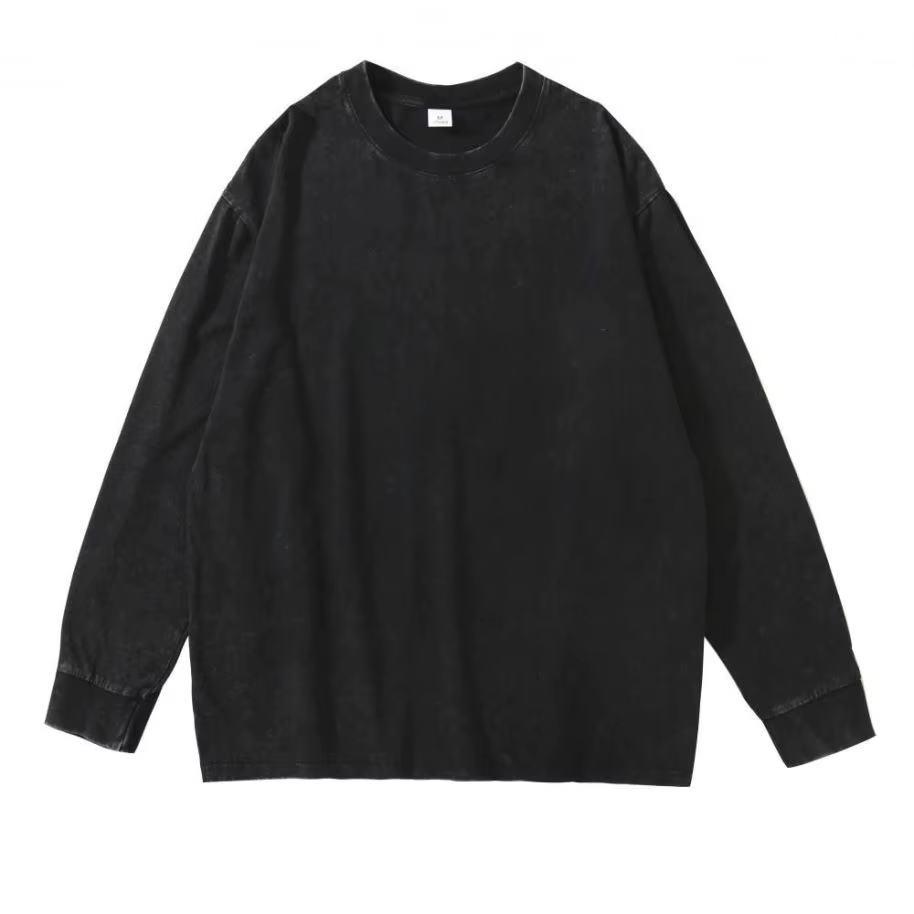 T-shirts à manches longues 100 % coton lavé pour hommes de la marque COOLSBER, anti-rétrécissement, 
