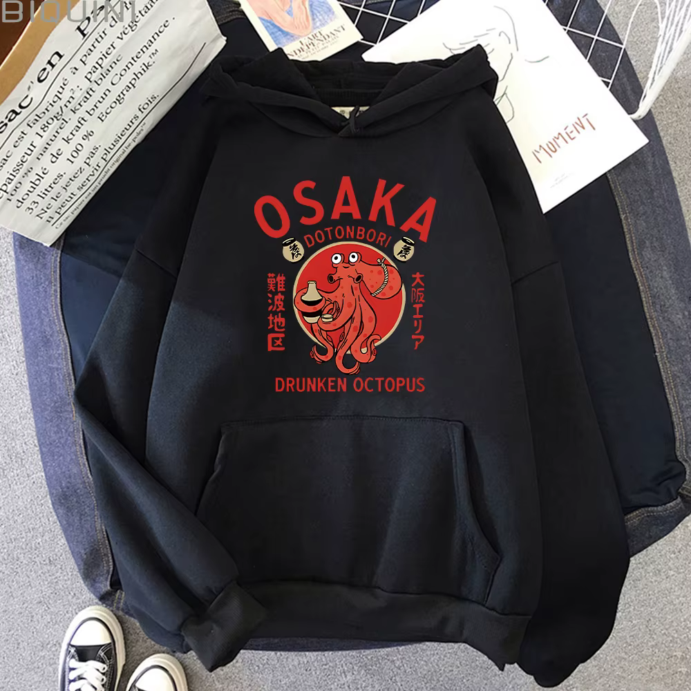 Sweat à capuche drôle de nourriture japonaise pour femmes, sweats à capuche Osaka Dotonbori Octopus,