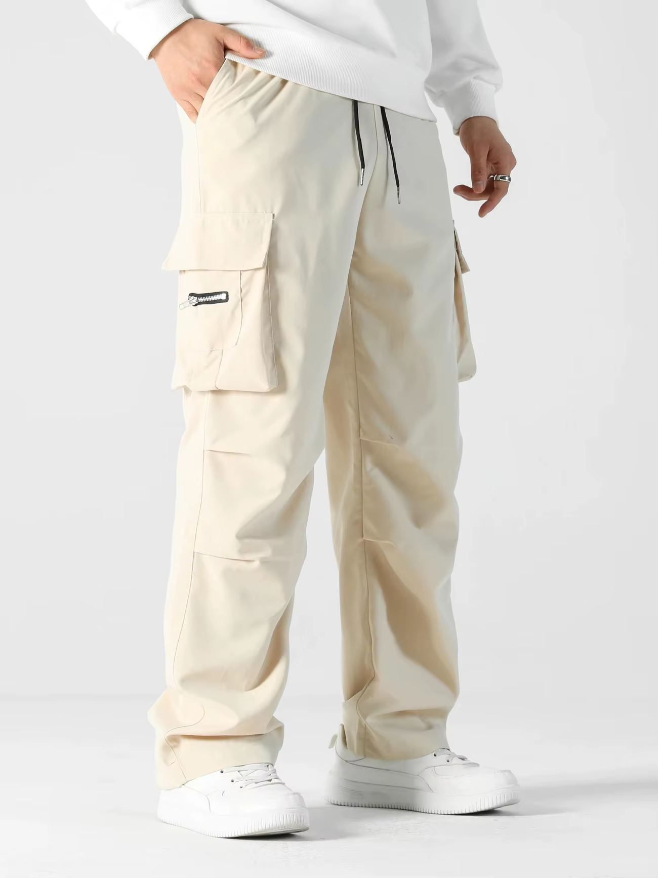 Pantalon de jogging décontracté pour homme, coupe décontractée, style cargo, avec cordon de serrage,