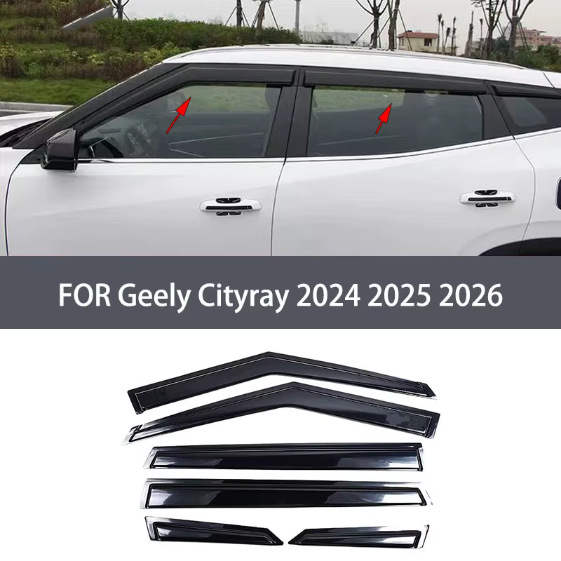 Accessoires de voiture adaptés pour Geely Cityray 2024 2025 2026 ABS noir étanche porte fenêtre visi