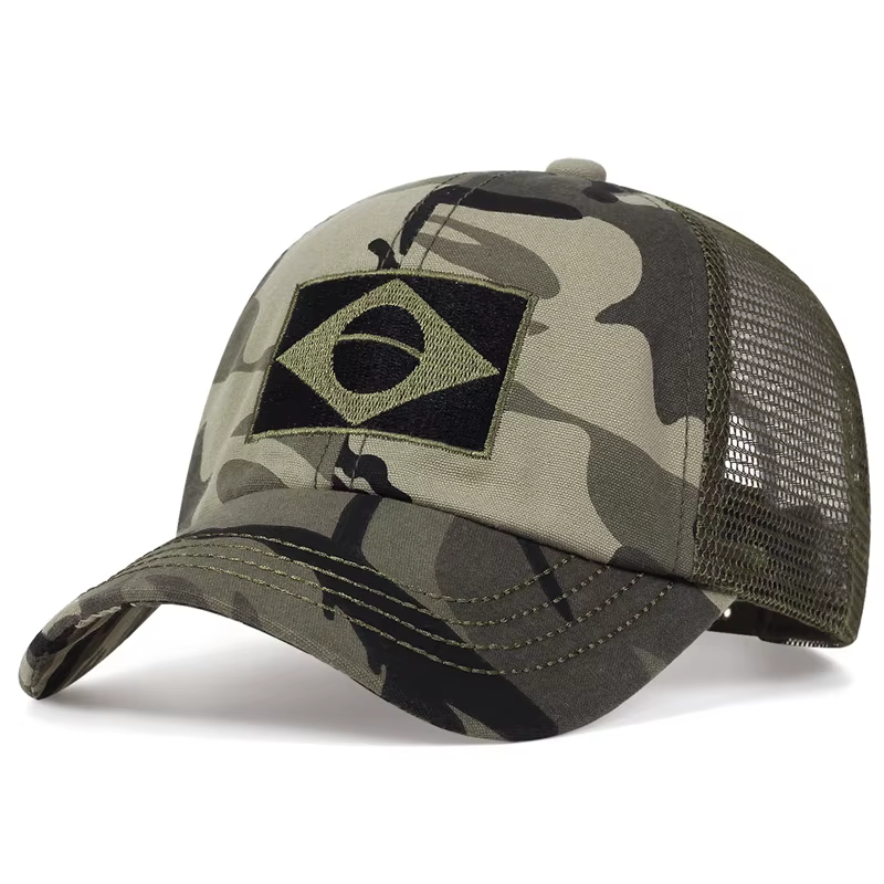 Casquette de baseball camouflage drapeau brésilien, casquette de combat dans la jungle réglable en c
