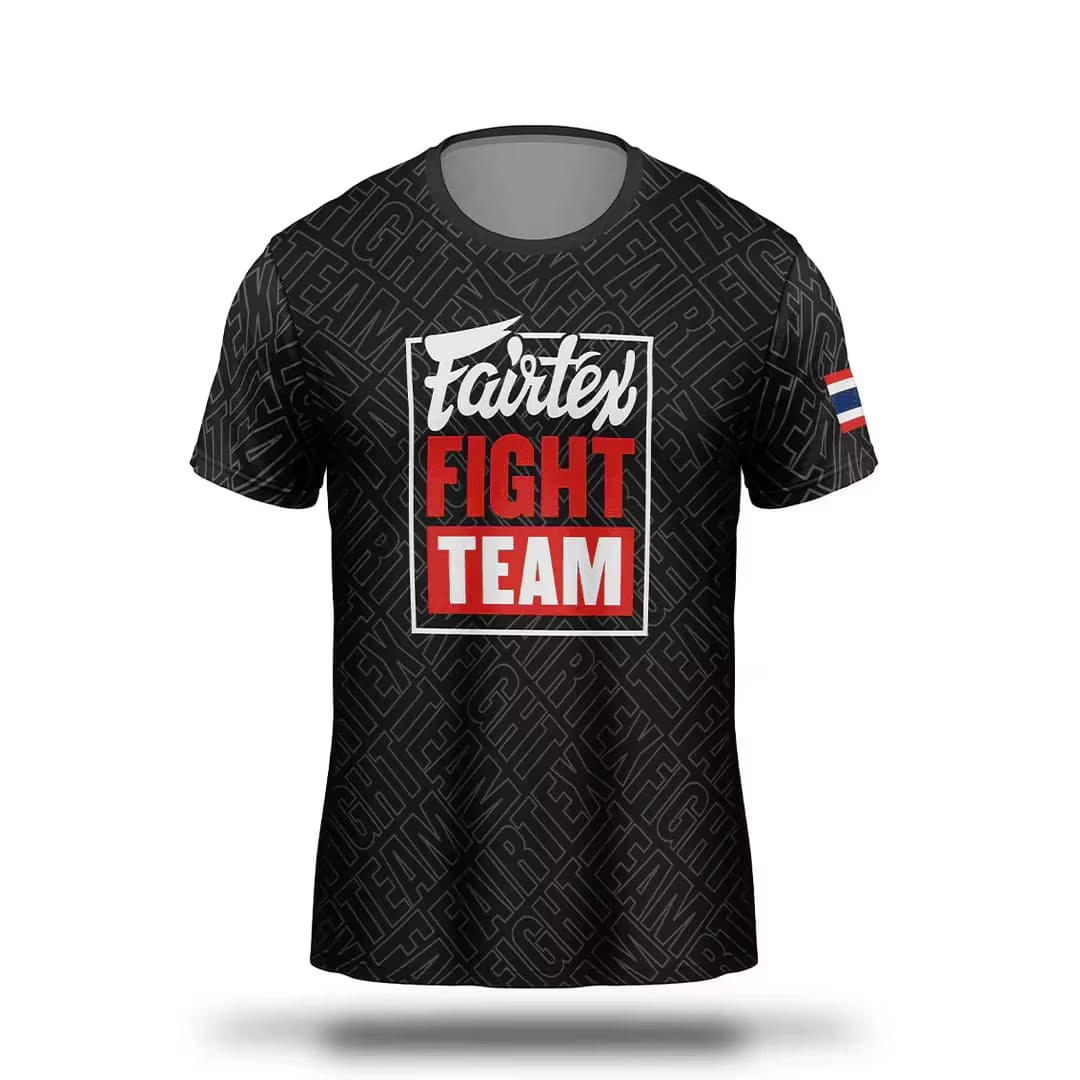 T-shirt Fairtex Muay Thai pour hommes et femmes, tee-shirt d'entraînement de boxe MMA, noir et blanc