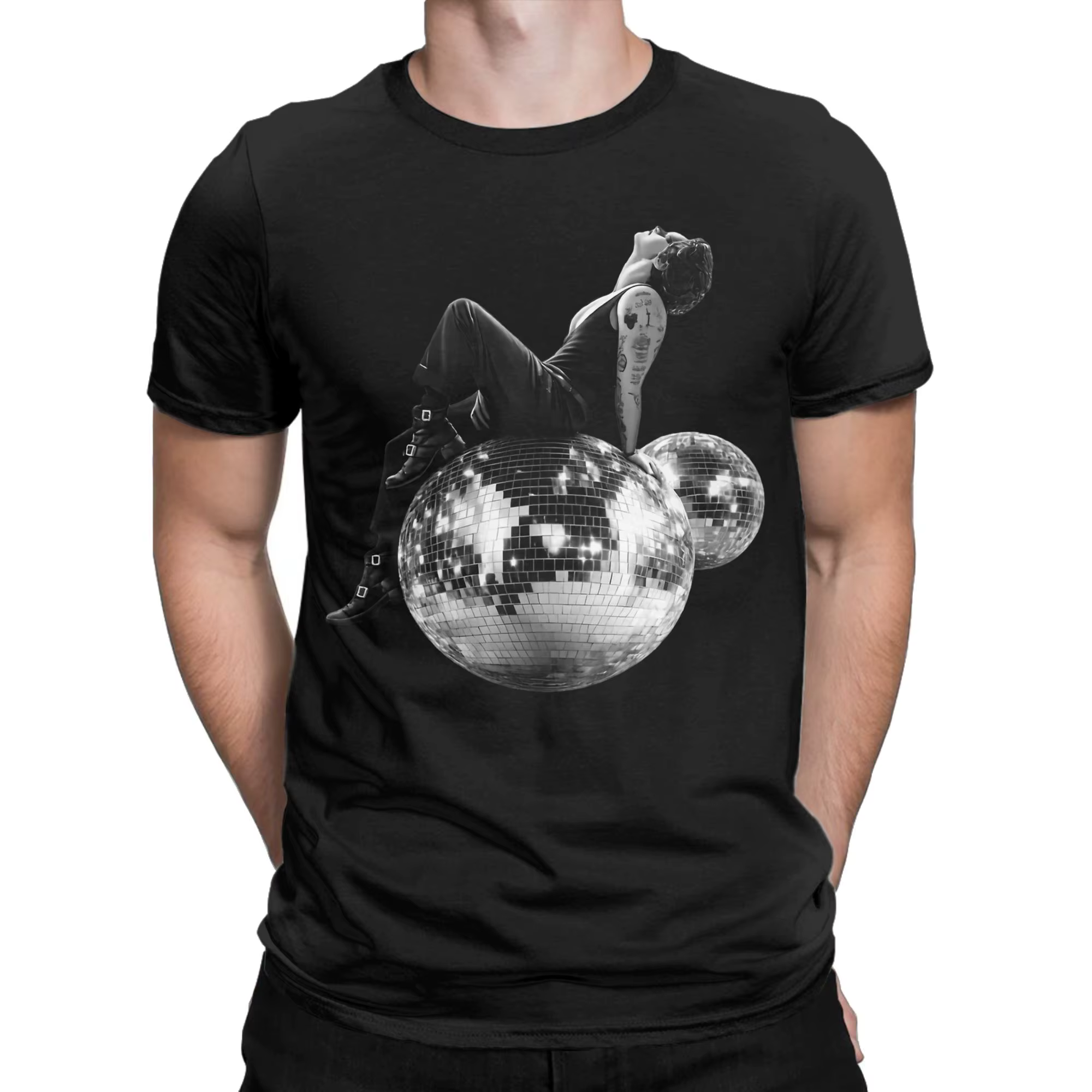 Cool Harrys Styles Kiss All The Time Disco T-Shirt pour hommes, col rond, en coton, à manches courte
