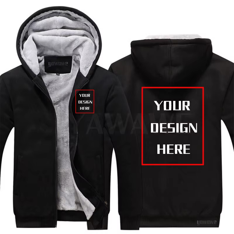 Sweat à capuche de marque d'hiver personnalisé pour homme, Logo de votre Image, fermeture éclair lou