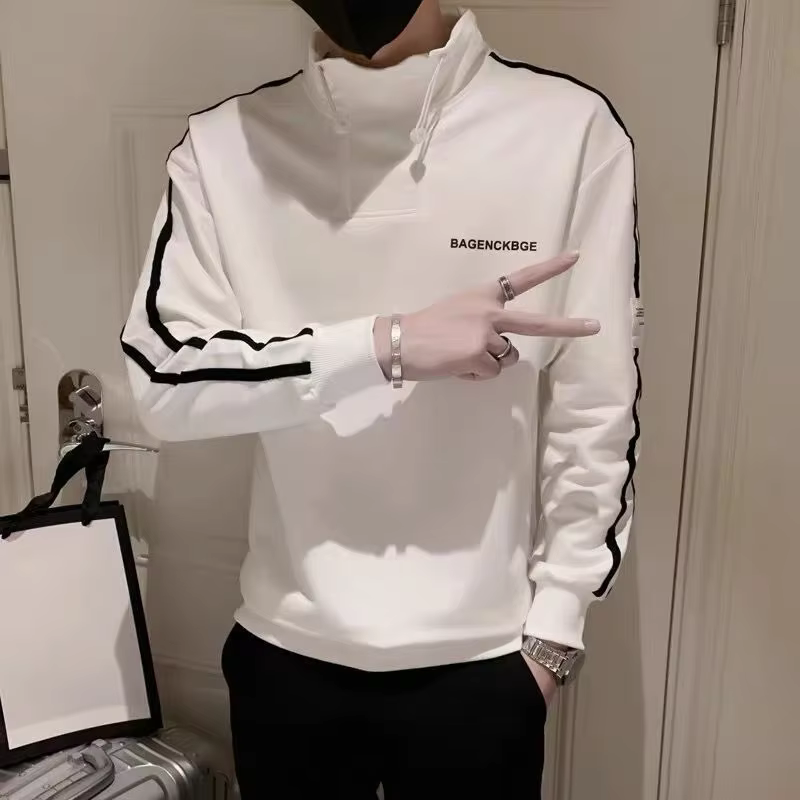 Sweat-shirt sans capuche pour homme, pull noir, coupe couvertes, style coréen, haute qualité, vêteme