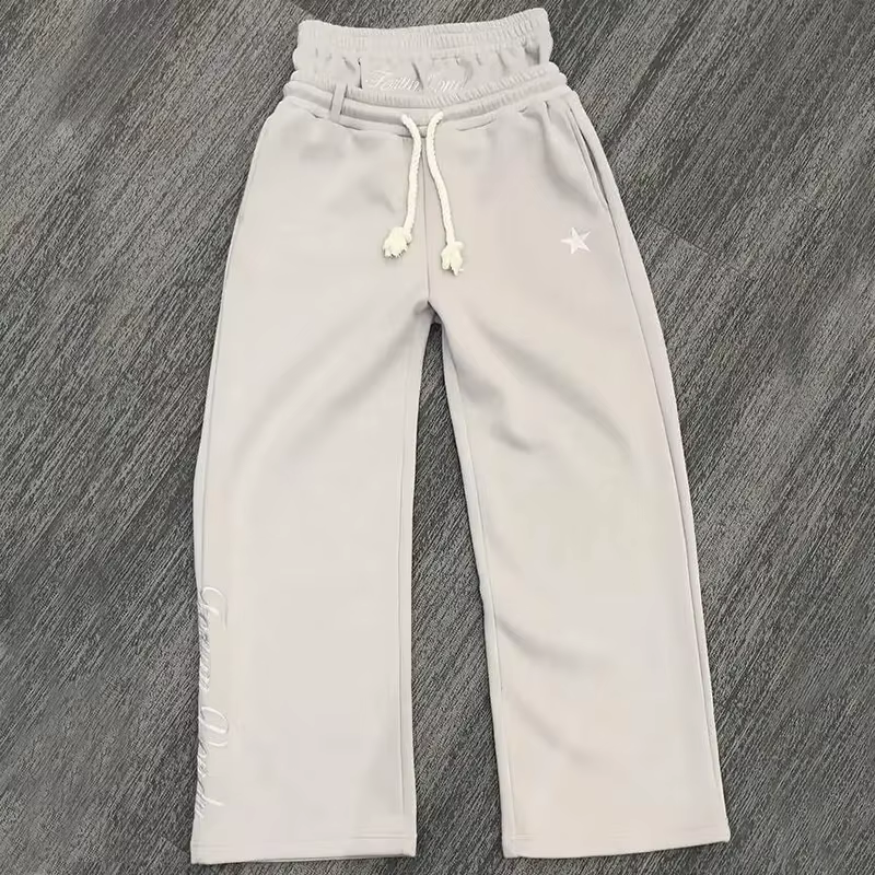 Pantalon de survêtement Double taille Harajuku, ample, Y2K, américain, couleur unie, étoile, lettre 