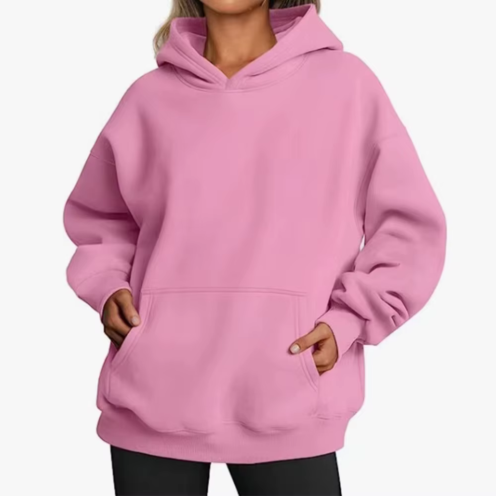 Hip Hop couleur unie à capuche pour femme automne mode vêtements décontracté polaire poche sweats à 