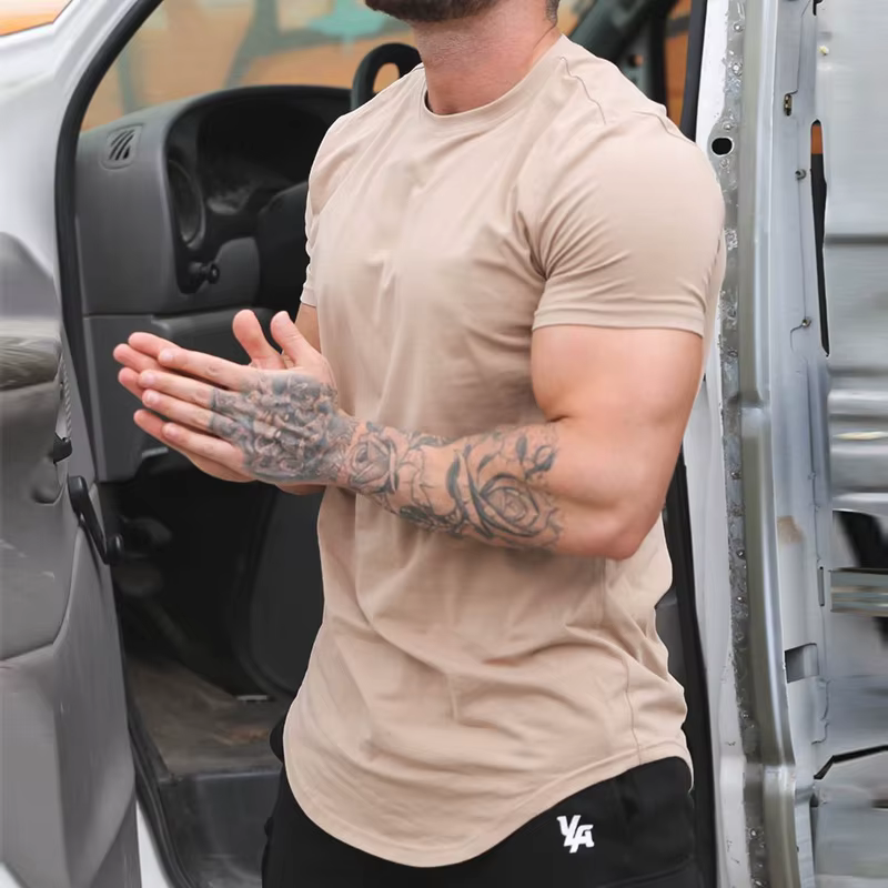 Sport Fitness T-shirt hommes musculation à manches courtes chemise d'entraînement entraînement Sport