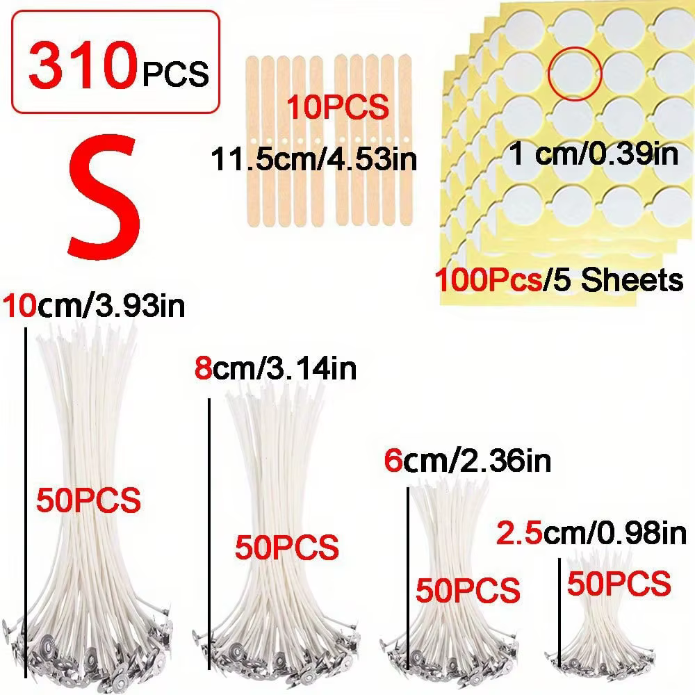 Kit d'outils pour la fabrication de bougies en cire de soja, 310 pièces/ensemble, accessoires pour b