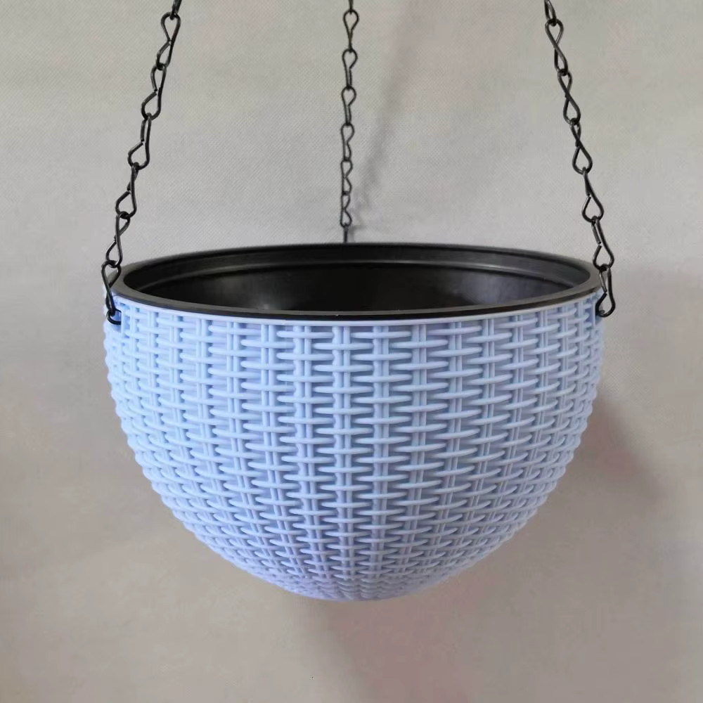 Décoration de jardin, paniers tissés en plastique avec chaîne, décoration d'intérieur, pot de fleurs