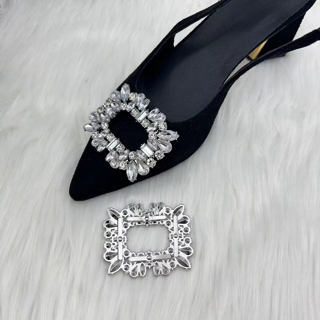 Clips pour chaussures de mariage-1 paire de boucles en strass cristal pour talons de mariée-chaussur