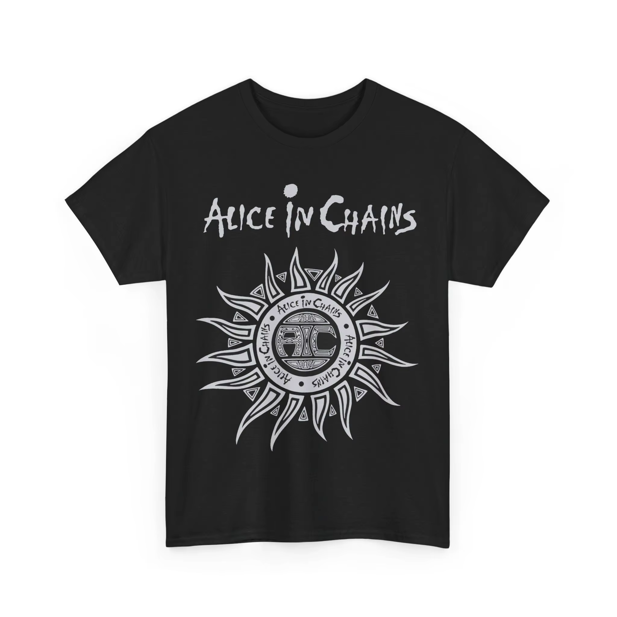 T-shirt unisexe Alice In Chains avec logo soleil, 100% coton, motif groupe de rock, style vintage, m