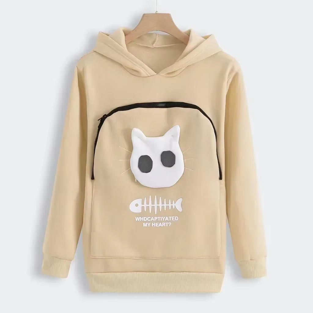 Sweat-shirt à capuche pour homme et femme, avec pochette en forme d'animal, chemisier, hauts de tran